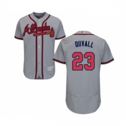 Mens Atlanta Braves 23 Adam Duvall Grey Road Flex Base Authentic Collection Baseball Jersey
