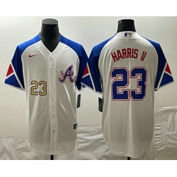 Men's Atlanta Braves #23 Michael Harris II Number White 2023 City Connect Cool Base Stitched Jersey