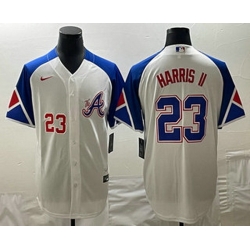 Men's Atlanta Braves #23 Michael Harris II Number White 2023 City Connect Cool Base Stitched Jerseys