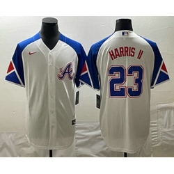 Men's Atlanta Braves #23 Michael Harris II White 2023 City Connect Cool Base Stitched Jersey