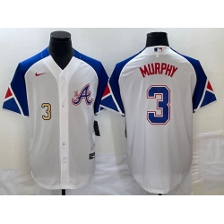 Men's Atlanta Braves #3 Dale Murphy Number White 2023 City Connect Cool Base Stitched Jerseys