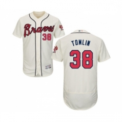 Mens Atlanta Braves 38 Josh Tomlin Cream Alternate Flex Base Authentic Collection Baseball Jersey