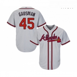 Mens Atlanta Braves 45 Kevin Gausman Replica Grey Road Cool Base Baseball Jersey 