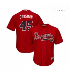 Mens Atlanta Braves 45 Kevin Gausman Replica Red Alternate Cool Base Baseball Jersey 