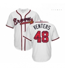 Mens Atlanta Braves 48 Jonny Venters Authentic White Team Logo Fashion Cool Base Baseball Jersey 