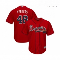 Mens Atlanta Braves 48 Jonny Venters Replica Red Alternate Cool Base Baseball Jersey 