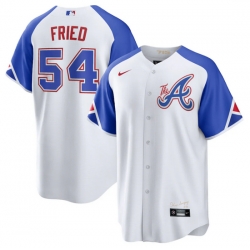 Men's Atlanta Braves #54 Max Fried White 2023 City Connect Cool Base Stitched Baseball Jersey