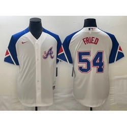 Men's Atlanta Braves #54 Max Fried White 2023 City Connect Cool Base Stitched Jersey