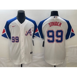 Men's Atlanta Braves #99 Spencer Strider Number White 2023 City Connect Cool Base Stitched Jersey1