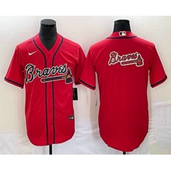 Men's Atlanta Braves Red Team Big Logo Cool Base Stitched Baseball Jersey