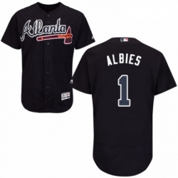 Mens Majestic Atlanta Braves 1 Ozzie Albies Navy Blue Alternate Flex Base Authentic Collection MLB Jersey