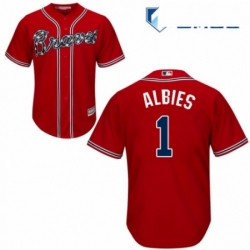 Mens Majestic Atlanta Braves 1 Ozzie Albies Replica Red Alternate Cool Base MLB Jersey 
