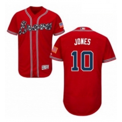 Mens Majestic Atlanta Braves 10 Chipper Jones Red Alternate Flex Base Authentic Collection MLB Jersey