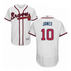 Mens Majestic Atlanta Braves 10 Chipper Jones White Home Flex Base Authentic Collection MLB Jersey