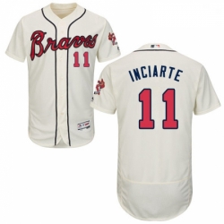 Mens Majestic Atlanta Braves 11 Ender Inciarte Cream Flexbase Authentic Collection MLB Jersey