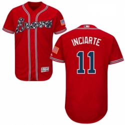 Mens Majestic Atlanta Braves 11 Ender Inciarte Red Flexbase Authentic Collection MLB Jersey