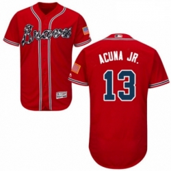 Mens Majestic Atlanta Braves 13 Ronald Acuna Jr Red Alternate Flex Base Authentic Collection MLB Jersey