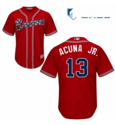 Mens Majestic Atlanta Braves 13 Ronald Acuna Jr Replica Red Alternate Cool Base MLB Jersey 