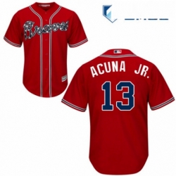 Mens Majestic Atlanta Braves 13 Ronald Acuna Jr Replica Red Alternate Cool Base MLB Jersey 