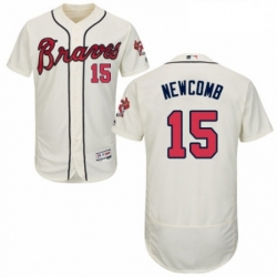 Mens Majestic Atlanta Braves 15 Sean Newcomb Cream Alternate Flex Base Authentic Collection MLB Jersey