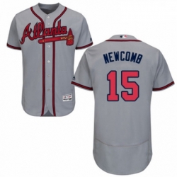 Mens Majestic Atlanta Braves 15 Sean Newcomb Grey Road Flex Base Authentic Collection MLB Jersey