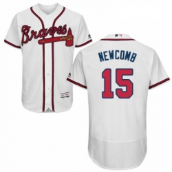 Mens Majestic Atlanta Braves 15 Sean Newcomb White Home Flex Base Authentic Collection MLB Jersey