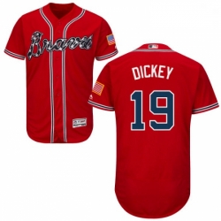 Mens Majestic Atlanta Braves 19 RA Dickey Red Flexbase Authentic Collection MLB Jersey