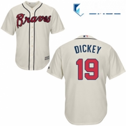 Mens Majestic Atlanta Braves 19 RA Dickey Replica Cream Alternate 2 Cool Base MLB Jersey
