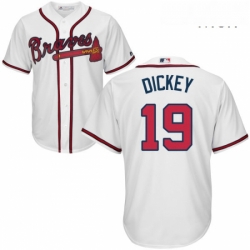 Mens Majestic Atlanta Braves 19 RA Dickey Replica White Home Cool Base MLB Jersey