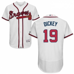 Mens Majestic Atlanta Braves 19 RA Dickey White Flexbase Authentic Collection MLB Jersey