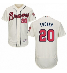 Mens Majestic Atlanta Braves 20 Preston Tucker Cream Alternate Flex Base Authentic Collection MLB Jersey