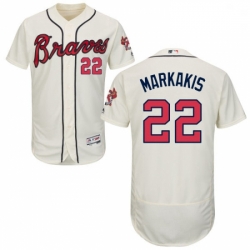 Mens Majestic Atlanta Braves 22 Nick Markakis Cream Alternate Flex Base Authentic Collection MLB Jersey