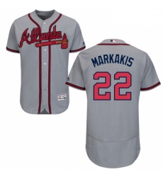 Mens Majestic Atlanta Braves 22 Nick Markakis Grey Road Flex Base Authentic Collection MLB Jersey