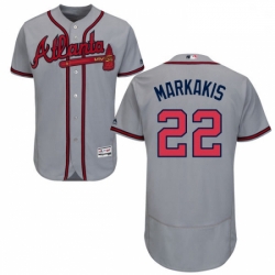 Mens Majestic Atlanta Braves 22 Nick Markakis Grey Road Flex Base Authentic Collection MLB Jersey
