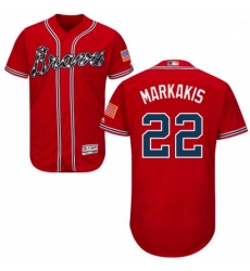 Mens Majestic Atlanta Braves 22 Nick Markakis Red Alternate Flex Base Authentic Collection MLB Jersey