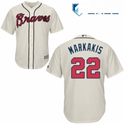 Mens Majestic Atlanta Braves 22 Nick Markakis Replica Cream Alternate 2 Cool Base MLB Jersey
