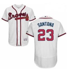 Mens Majestic Atlanta Braves 23 Danny Santana White Flexbase Authentic Collection MLB Jersey
