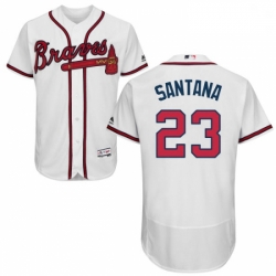 Mens Majestic Atlanta Braves 23 Danny Santana White Flexbase Authentic Collection MLB Jersey
