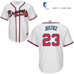 Mens Majestic Atlanta Braves 23 David Justice Replica White Home Cool Base MLB Jersey