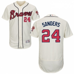 Mens Majestic Atlanta Braves 24 Deion Sanders Cream Alternate Flex Base Authentic Collection MLB Jersey