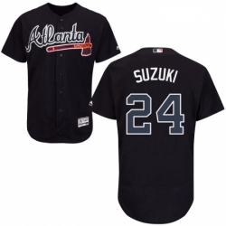 Mens Majestic Atlanta Braves 24 Kurt Suzuki Blue Flexbase Authentic Collection MLB Jersey