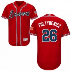Mens Majestic Atlanta Braves 26 Mike Foltynewicz Red Alternate Flex Base Authentic Collection MLB Jersey