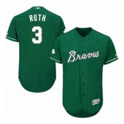 Mens Majestic Atlanta Braves 3 Babe Ruth Green Celtic Flexbase Authentic Collection MLB Jersey