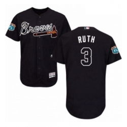 Mens Majestic Atlanta Braves 3 Babe Ruth Navy Blue Alternate Flex Base Authentic Collection MLB Jersey