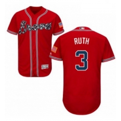 Mens Majestic Atlanta Braves 3 Babe Ruth Red Alternate Flex Base Authentic Collection MLB Jersey