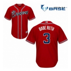 Mens Majestic Atlanta Braves 3 Babe Ruth Replica Red Alternate Cool Base MLB Jersey