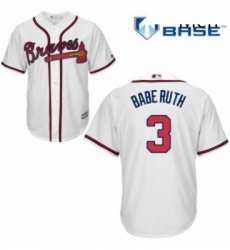 Mens Majestic Atlanta Braves 3 Babe Ruth Replica White Home Cool Base MLB Jersey