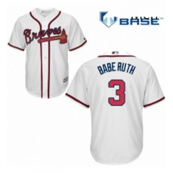 Mens Majestic Atlanta Braves 3 Babe Ruth Replica White Home Cool Base MLB Jersey