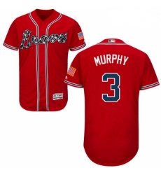 Mens Majestic Atlanta Braves 3 Dale Murphy Red Alternate Flex Base Authentic Collection MLB Jersey