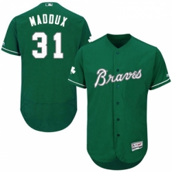 Mens Majestic Atlanta Braves 31 Greg Maddux Green Celtic Flexbase Authentic Collection MLB Jersey